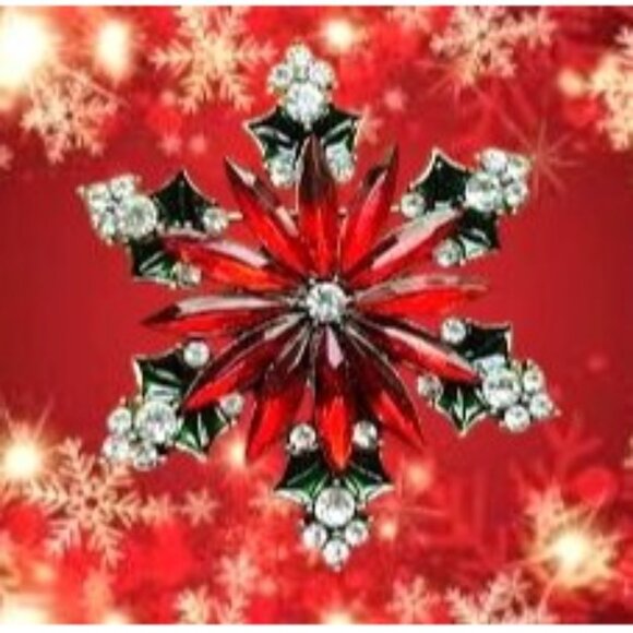 Poinsettia Brooch Pin New Christmas Flower December Birthstone Festive L… - Picture 11 of 12